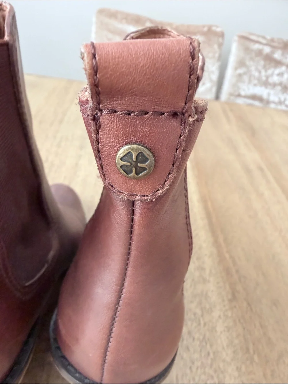 Lucky Brand Fedora brown leather wedge ankle booties womens 8 Chelsea Boots